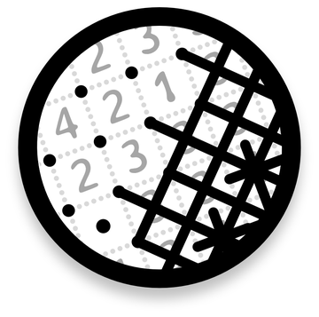 A close-up of the grid: printed numbers on guide dots, with crosses and asterisks drawn over some of them.